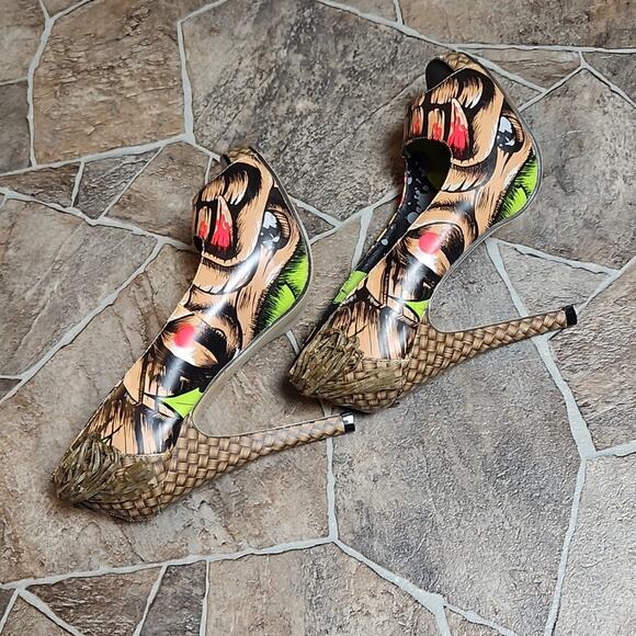 New in Box Iron Fist Tiki Toes Peep Toe Platform Heels Sz 5 - Picture 8 of 16